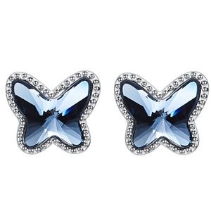 925 Sterling Silver Crystal Butterfly Stud Earring